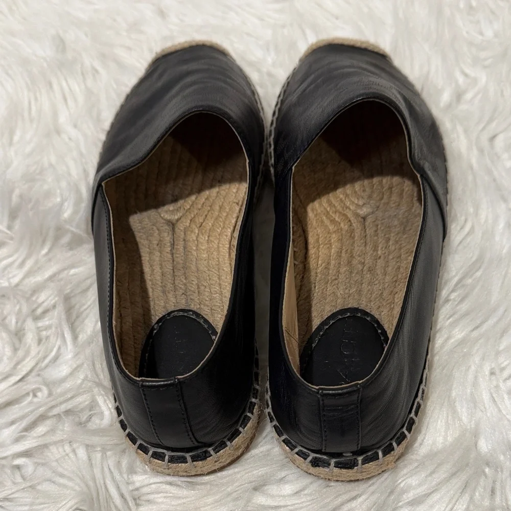 COACH Carley espadrille in black leather w perforated signature logo pattern